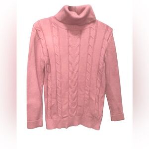 Chic Pink Cable‎ Knit Turtleneck Sweater